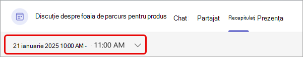 Vizualizarea recapitulării întâlnirii în Teams