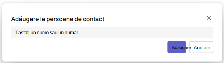 Captură de ecran a butonului Adăugați la persoane de contact din aplicația Teams People
