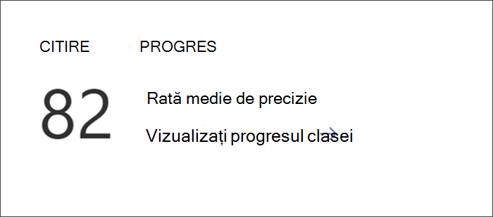 Punct de intrare pentru vizualizarea detaliilor despre Progresul la citire în fila Detalii. Rata medie de precizie este listată cu un link pentru aprofundare.