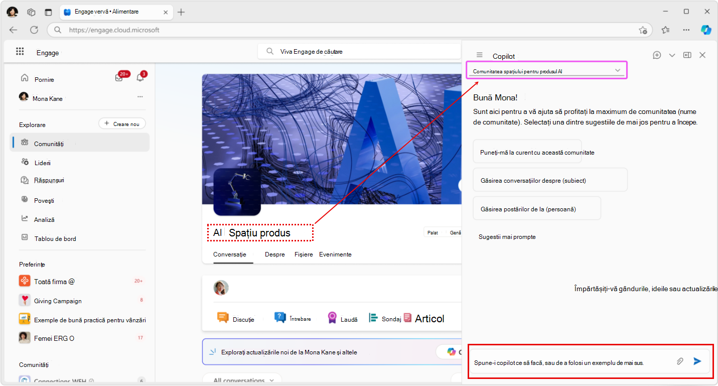 Puteți să selectați solicitări pre-scrise sau să scrieți propriile solicitări