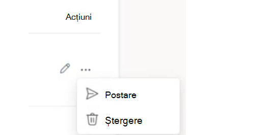 Meniul de acțiune Postarea schițelor
