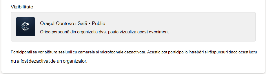 Vizibilitatea dacă reuniunea generală va fi publică sau privată.