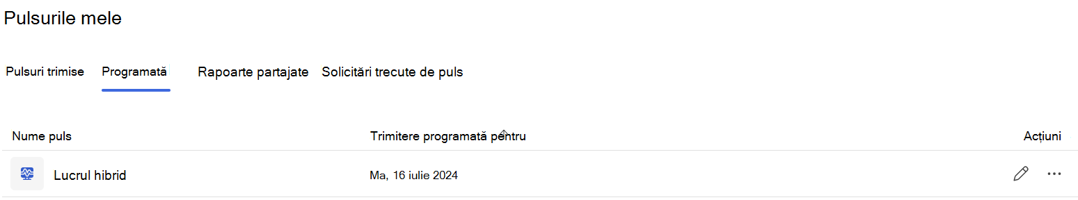 Solicitare puls de lucru hibridă unică planificată
