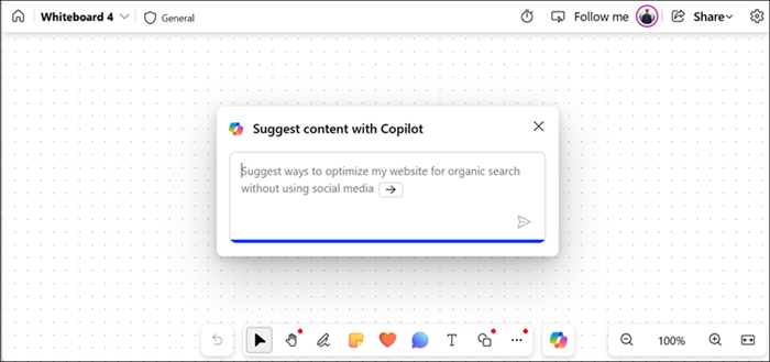 Captură de ecran a casetei de dialog Copilot Suggest.