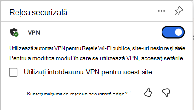 Captură de ecran cu comutatorul VPN