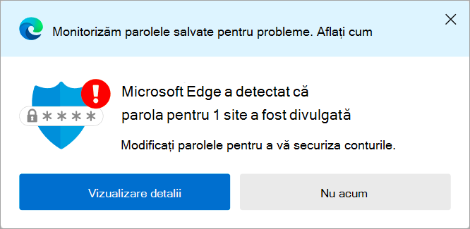 Avertizare pentru parola cu scurgeri