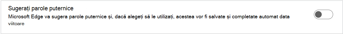 Captură de ecran cu Sugerați parole puternice.
