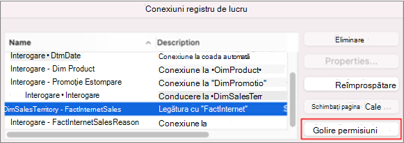Eliminarea acreditărilor salvate pentru o conexiune de date pe Mac