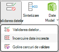 Încercuire date incorecte în panglică