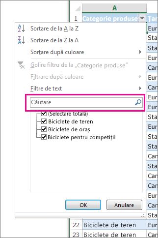 Filtrare după căutare