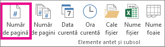 În grupul Elemente antet & subsol, faceți clic pe Număr de pagină