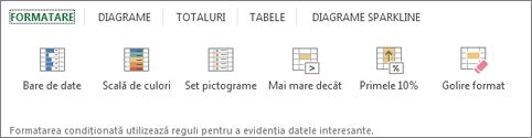 Galeria Formatare din Analiză rapidă