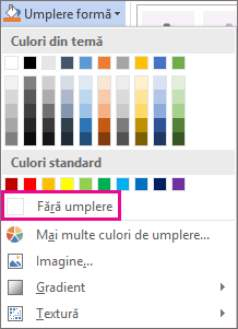 Selectarea Fără umplere