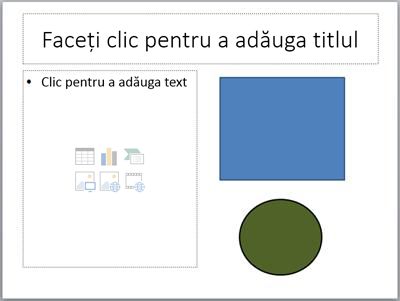 Un diapozitiv cu doi substituenți și două obiecte individuale