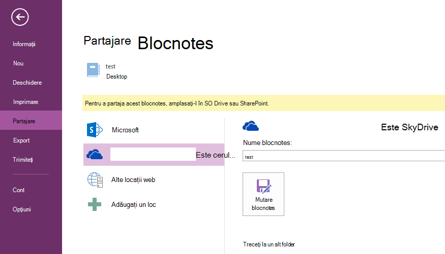 faceți clic pe Mutare blocnotes