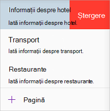 Ștergerea unei pagini în OneNote pentru iOS