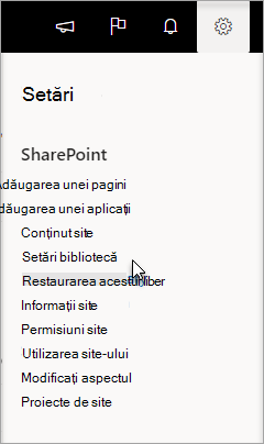 Accesați Setări, Setări bibliotecă