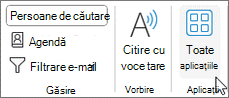 Butonul Toate aplicațiile din Outlook pentru Windows