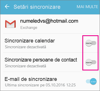 Sincronizare activată