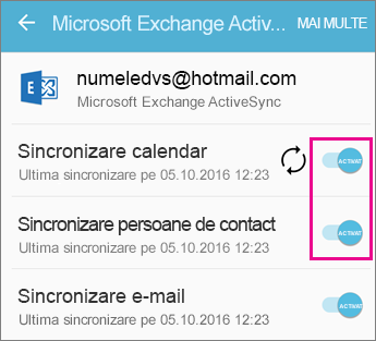 Verificați setările de sincronizare