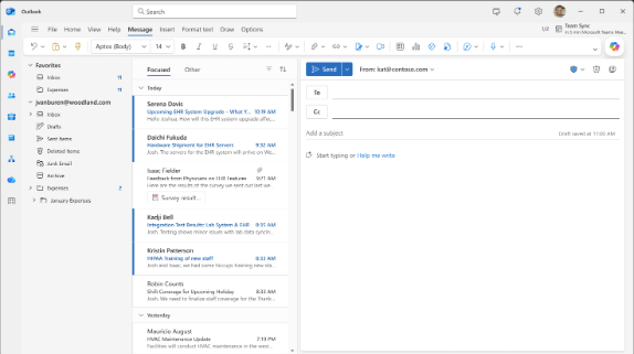 Punctul de intrare al schiței Copilot în corpul draftului