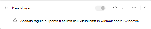 Unele tipuri de reguli de partea clientului care au migrat din Outlook clasic nu pot fi editate sau vizualizate în noul Outlook.