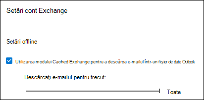 Mutați glisorul la Toate pentru a descărca toate e-mailurile Outlook atunci când exportați e-mailul