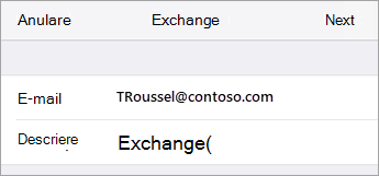 Conectarea Exchange