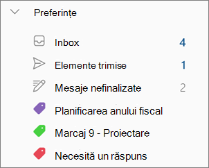 Categoriile din Preferințe în noul Outlook pentru Windows