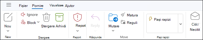 Panglica în noul Outlook pentru Windows