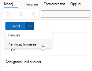 Utilizarea Planificării trimiterii în noul Outlook pentru Windows