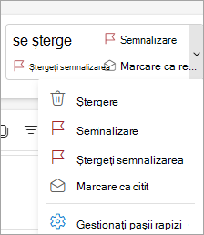 Captură de ecran a panglicii afișând ordinea pașilor rapizi