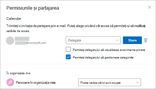 Bifați caseta de lângă Permiteți delegatului să gestioneze categoriile