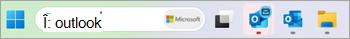 Captură de ecran cu Outlook (nou) și Outlook (clasic) în bara de activități