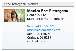 Fișierul vCard al unei persoane de contact