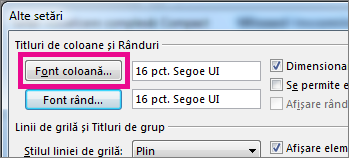 Faceți clic pe Font coloană, apoi efectuați selecțiile dvs.