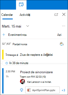 Vizualizarea calendar Ziua