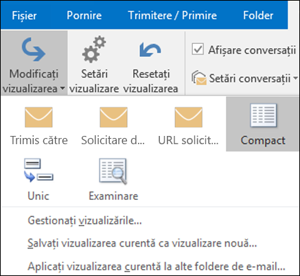 Selectați Schimbați vizualizarea pentru a alege o vizualizare nouă.