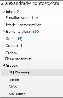 Selectați un grup pe navigarea din stânga