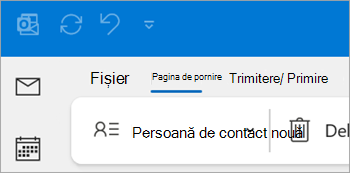 Captură de ecran a persoanei de contact noi pe panglica din Outlook clasic