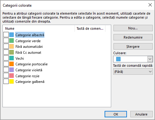 Caseta Categorii de culori
