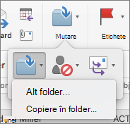 Mutarea sau copierea mesajelor între foldere