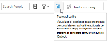 Pictograma Toate aplicațiile pe un aspect de panglică restrâns în Outlook pe Windows.