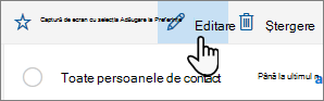 O captură de ecran a butonului Editați persoana de contact