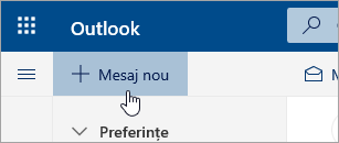 Captură de ecran a butonului Mesaj nou