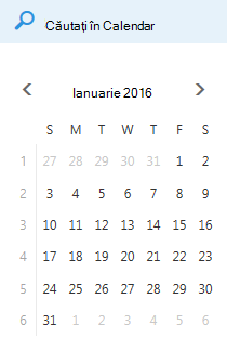 Caseta de căutare Calendar