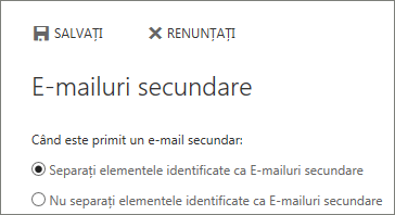 Opțiuni E-mailuri secundare