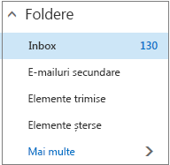 Captură de ecran care afișează folderele de corespondență implicite sub Preferințe.