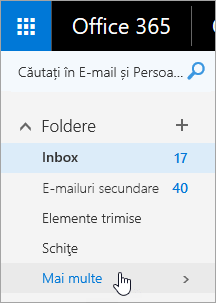 Captură de ecran a cursorului menținut peste butonul Mai multe în panoul de navigare din Outlook pe web.