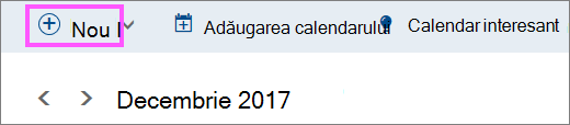 Captură de ecran a butonului Nou